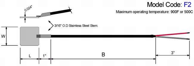 Shim Stock Style Thermocouple. Stainless Steel Shim Diagram