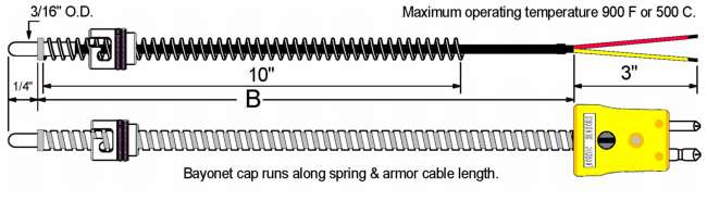 Adjustable Bayonet Style Thermocouple Diagram