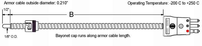 Miniature Adjustable Bayonet Style RTD diagram