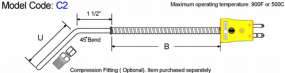 General Purpose Thermocouple-45 Bend diagram