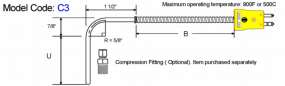 General Purpose Thermocouple-90 Bend diagram