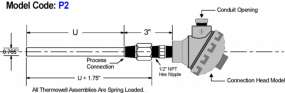 Standard Straight Threaded Thermowell diagram