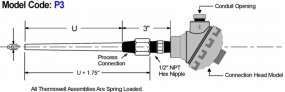 Standard Tapered Threaded Thermowell diagram